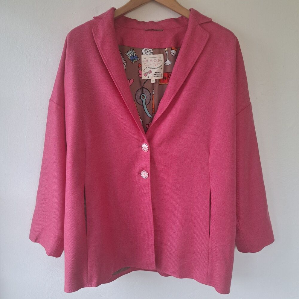 Maison Common 100% Virgin Wool Blazer Jacket 44 Pink Women's Career Germany Prep